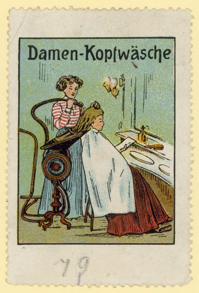 Lavadora de pelo para mujeres (litografía en color) de European School