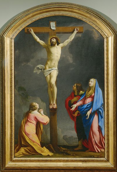 Cristo en la cruz, entre la Magdalena, la Virgen y San Juan - Crucifixión ... de Eustache (studio of) Le Sueur