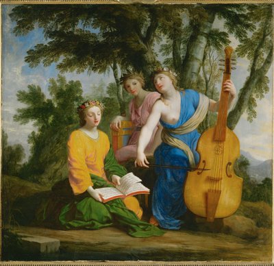 Melpómene, Erato y Polimnia ... de Eustache (studio of) Le Sueur