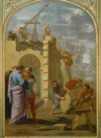 Saint Bruno fait construire le monastere - San Bruno ordena construir el monasterio ... de Eustache (studio of) Le Sueur