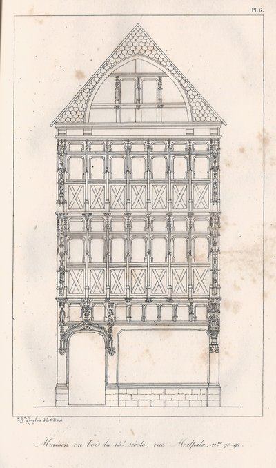 Casa de madera del siglo XV en la calle Malpalu n.º 90-92 de Eustache Hyacinthe Langlois
