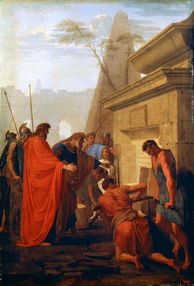 Darío el Grande Abriendo la Tumba de Nitocris, siglo XVII de Eustache Le Sueur