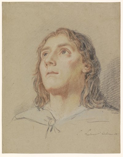 Cabeza de un joven con pelo largo de Eustache Lesueur