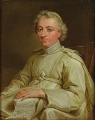 Retrato de un canónigo sosteniendo una partitura de Eustache Restout