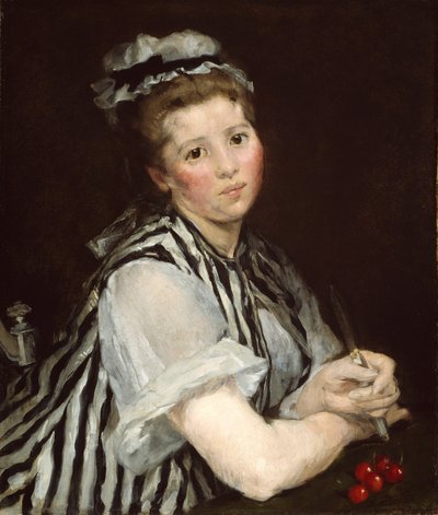 Muchacha con cerezas, c.1870 (óleo sobre lienzo) de Eva Gonzalès