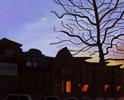 9th Street, Brooklyn, 2016 (dibujado a mano en un iPad con un lápiz de Apple). de Evan Sklar