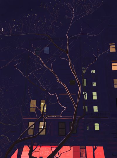Al amanecer, Brooklyn (arte digital) de Evan Sklar