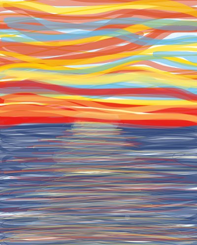 Océano Atlántico, 2018 (dibujado a mano en un iPad con un lápiz de Apple) de Evan Sklar