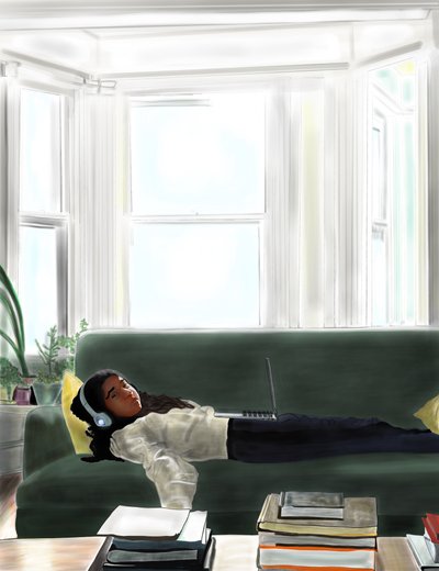 Ava On Couch, Brooklyn (arte digital) de Evan Sklar