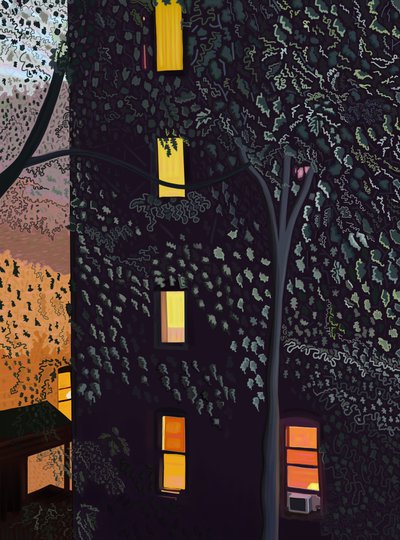 Backs of Buildings At Night Brooklyn (arte digital) de Evan Sklar