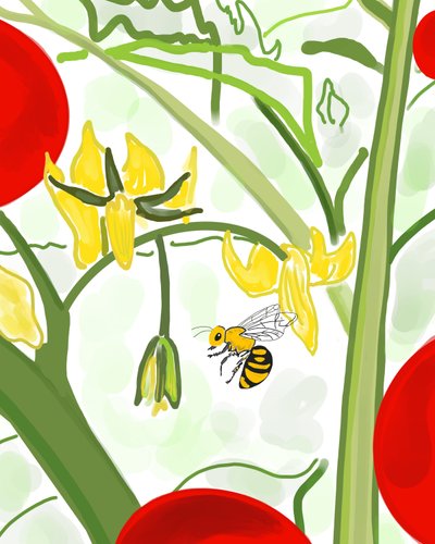 Abeja en la vid (arte digital) de Evan Sklar