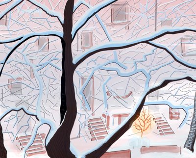 Brownstones In Snow , Brooklyn (arte digital) de Evan Sklar