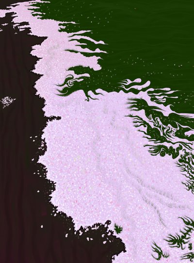 Pétalos de cerezo en flor en el suelo (arte digital) de Evan Sklar