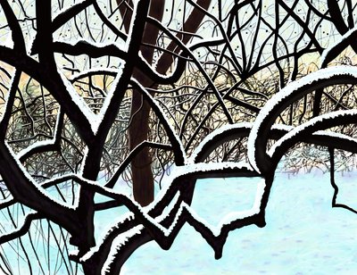Cerezo en la nieve, Brooklyn (arte digital) de Evan Sklar
