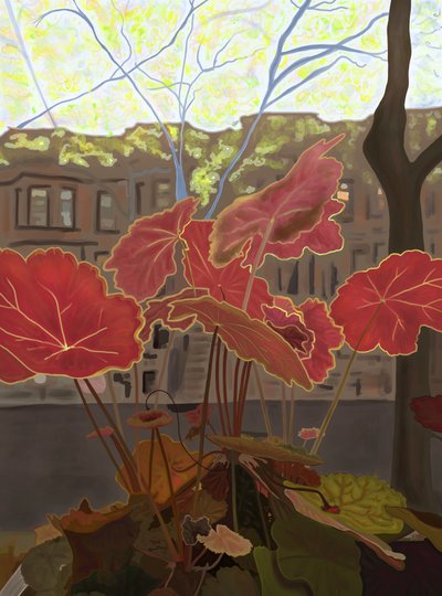 Campanillas de coral en jardinera (arte digital) de Evan Sklar