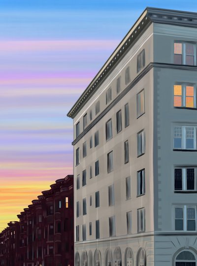 Esquina de Eigth Street y Prospect Park West (arte digital) de Evan Sklar
