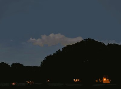 Campo y cielo al atardecer, parque Prospekt, Brooklyn (arte digital) de Evan Sklar