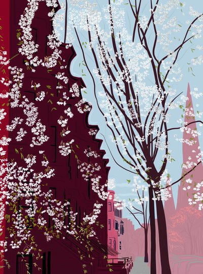 Garfield Place, Spring, Brooklyn, c.2020-24 (arte digital) de Evan Sklar