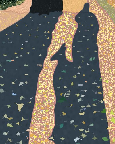 Hojas y sombras de ginko, Brooklyn (arte digital) de Evan Sklar