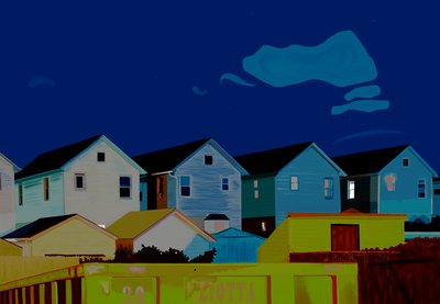 Casas en Queens (arte digital) de Evan Sklar
