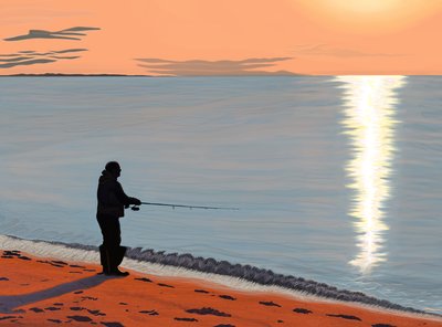 Hombre pescando, Brooklyn (arte digital) de Evan Sklar