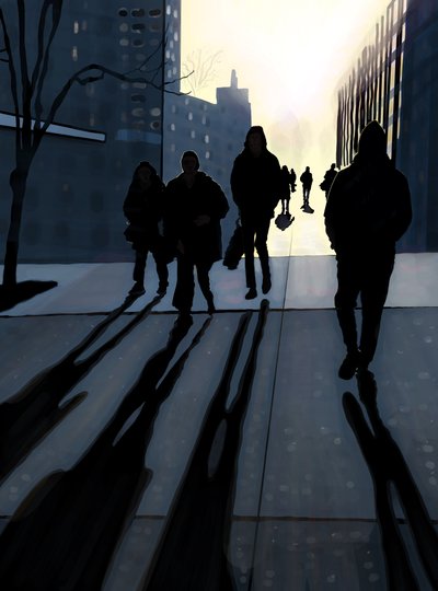 Manhattan Sidewalk (arte digital) de Evan Sklar