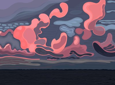 Océano y nubes, Brooklyn (arte digital) de Evan Sklar
