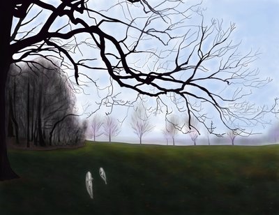 Penny y Minnie corriendo en el parque, Brooklyn (arte digital) de Evan Sklar