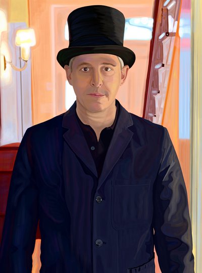 Autorretrato con odio a la equitación (arte digital) de Evan Sklar