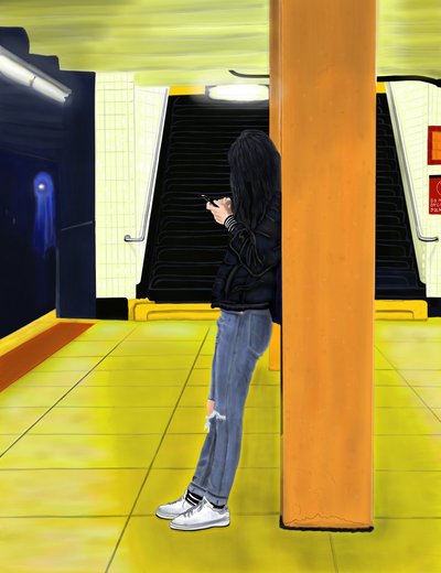 Waiting For the F Train, Brooklyn (arte digital) de Evan Sklar