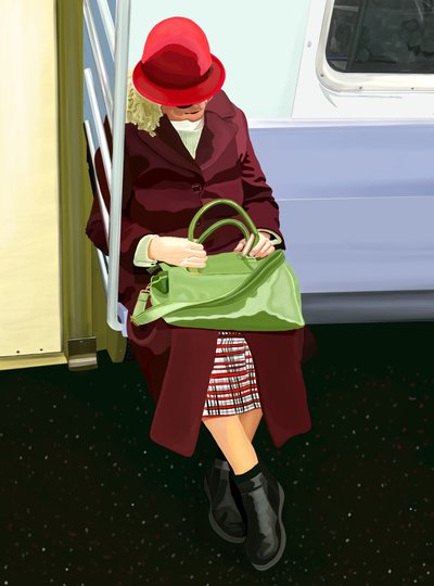 Mujer en el metro (arte digital) de Evan Sklar