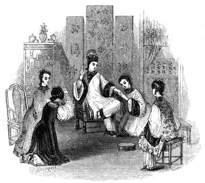 Doncellas chinas llorando con una novia, 1847 de Evans