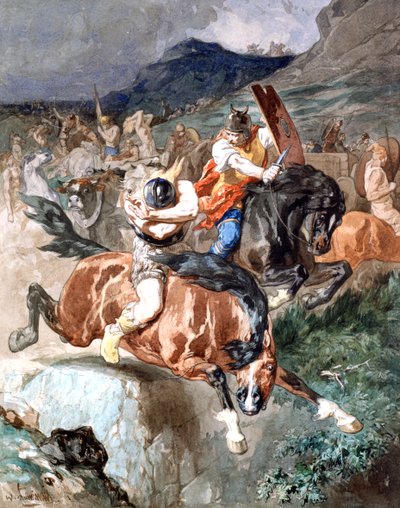 Lucha de los jinetes, c1842-1896 de Evariste Vital Luminais
