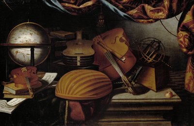 Naturaleza muerta con instrumentos musicales, globo y esfera armilar, siglo XVII de Evaristo Baschenis