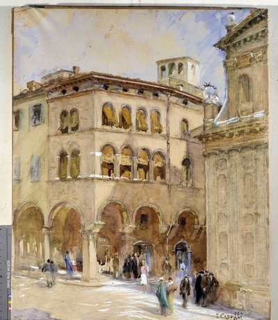 Vista de Modene, siglo XX (óleo sobre lienzo) de Evaristo Cappelli