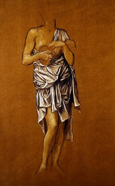 Suplicante femenina zurda en un embarcadero / St Christin de Evelyn De Morgan
