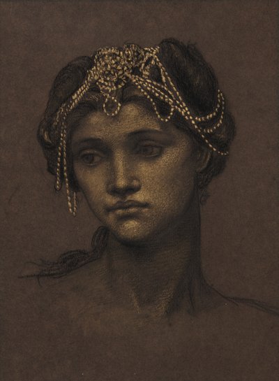 Estudio para Medea, c.1889 (tiza negra realzada con pintura dorada) de Evelyn De Morgan