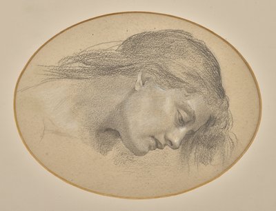 Estudio para Moonbeams Dipping into the Sea (lápiz) de Evelyn De Morgan