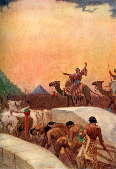 Transportando Bloques de Piedra para las Pirámides, 1915 de Evelyn Paul