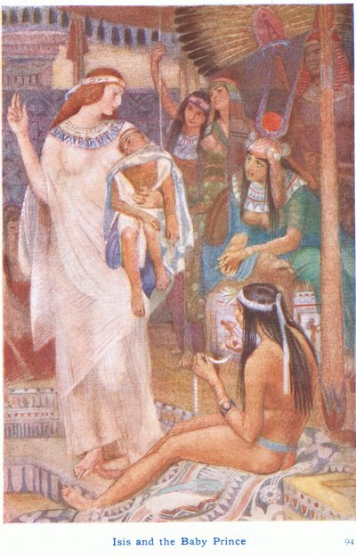 Isis y el bebé príncipe (litografía en color) de Evelyn Paul
