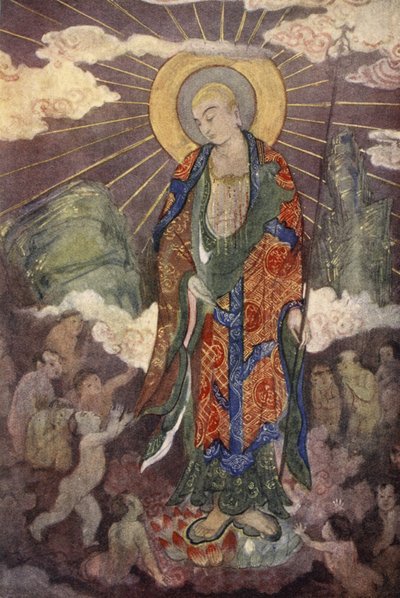 Jizo, el dios de los niños, ilustración de "The Book of Myths" de Amy Cruse de Evelyn Paul