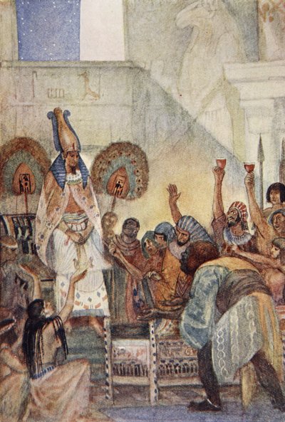 Osiris seducido en el pecho, ilustración de "Los mitos del antiguo Egipto" de Lewis Spence de Evelyn Paul