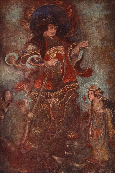 Susa-no-o y Kushi-nada-hime, ilustración de "The Myths and Legends of Japan" de F Hadland Davis de Evelyn Paul