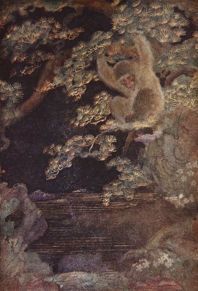 La medusa y el mono, ilustración de "The Myths and Legends of Japan" de F. Hadland Davis de Evelyn Paul