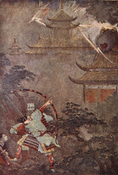 Yorimasa mata al monstruo, ilustración de 