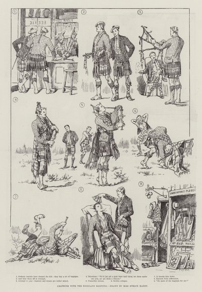 Aficionados con las gaitas escocesas de Evelyn Stuart Hardy