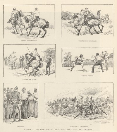 Bocetos en el Torneo Militar Real, Agricultural Hall, Islington de Evelyn Stuart Hardy