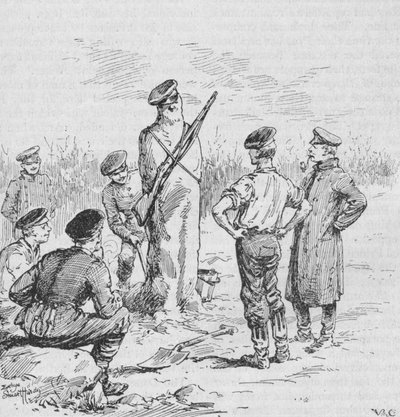 Los soldados alemanes haciendo centinelas de arcilla, 1902 de Evelyn Stuart Hardy