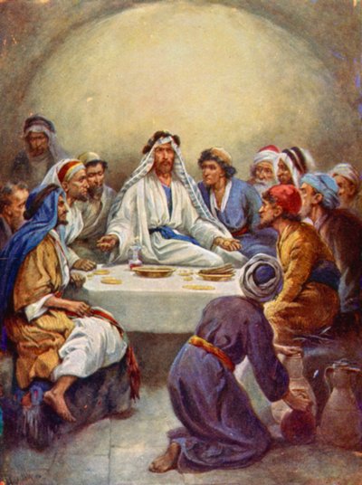 La última cena (litografia en color) de Evelyn Stuart Hardy
