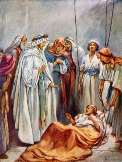 El enfermo de parálisis (litografia en color) de Evelyn Stuart Hardy